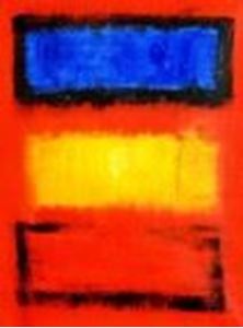 Afbeelding van Bauhaus - Blau auf Gelb auf Rot i90305 80x110cm modernes Ölgemälde