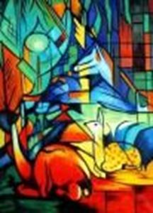 Изображение Franz Marc - Rehe im Wald k90337 90x120cm Expressionismus Ölgemälde handgemalt