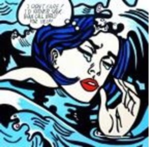 Afbeelding van Homage to Roy Lichtenstein -  Do not care Pop Art m90347 120x120cm exquisites Ölbild handgemalt