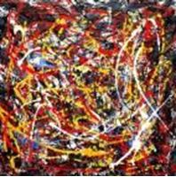 Afbeelding van Homage of Pollock - Number 1 m90360 120x120cm abstraktes Ölgemälde handgemalt