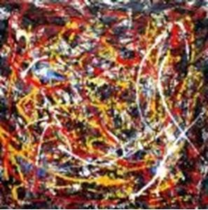 Afbeelding van Homage of Pollock - Number 1 m90360 120x120cm abstraktes Ölgemälde handgemalt