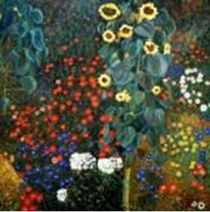 Afbeelding van Gustav Klimt - Garten mit Sonnenblume m90372 120x120cm exzellentes Ölgemälde