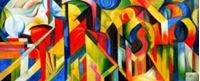 Afbeelding van Franz Marc - Stallungen t90375 G 75x180cm Expressionismus Ölgemälde handgemalt