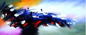 Image de Abstrakt - colors of the tide t90376 75x180cm abstraktes Ölbild