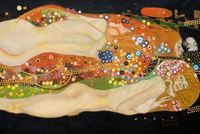 Afbeelding van Gustav Klimt - Wasserschlangen d90432 60x90cm imposantes Ölgemälde handgemalt Museumsqualität