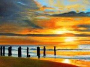 Εικόνα της Modern Art - Nordsee Sonnenuntergang a90462 30x40cm handgemaltes Ölbild