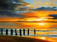 Εικόνα της Modern Art - Nordsee Sonnenuntergang a90463 30x40cm handgemaltes Ölbild