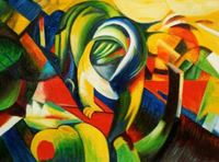 Image de Franz Marc - Der Mandrill a90464 30x40cm Expressionismus Ölgemälde handgemalt