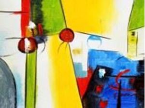 Εικόνα της Modern Art - Abstrakt New Yorker Hafen a90470 30x40cm Ölgemälde handgemalt