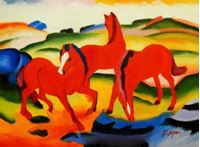 Afbeelding van Franz Marc - Weidende Pferde a90473 30x40cm Ölgemälde handgemalt