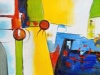 Εικόνα της Modern Art - Abstrakt New Yorker Hafen a90475 30x40cm Ölgemälde handgemalt