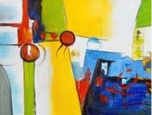 Picture of Modern Art - Abstrakt New Yorker Hafen a90475 30x40cm Ölgemälde handgemalt