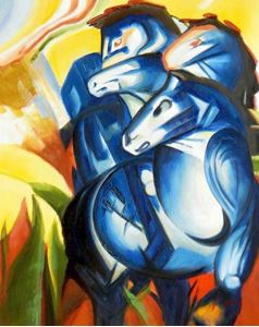 Resim Franz Marc - Turm der blauen Pferde b90487 40x50cm Expressionismus Ölgemälde handgemalt