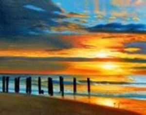 Εικόνα της Modern Art - Nordsee Sonnenuntergang b90496 40x50cm handgemaltes Ölbild