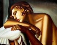 Afbeelding van Homage of Tamara de Lempicka - Die Schläferin II b90498 40x50cm Art Deco Ölbild handgemalt