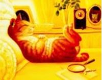 Εικόνα της Modern Art - The chilling cat b90506 40x50cm putziges Ölgemälde handgemalt
