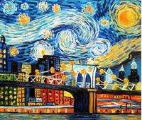 Image de Vincent van Gogh - Homage New Yorker Sternennacht c90532 50x60cm Ölgemälde handgemalt