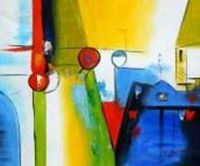 Εικόνα της Modern Art - Abstrakt New Yorker Hafen c90543 50x60cm Ölgemälde handgemalt