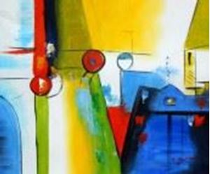 Εικόνα της Modern Art - Abstrakt New Yorker Hafen c90543 50x60cm Ölgemälde handgemalt