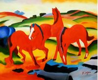 Afbeelding van Franz Marc - Weidende Pferde c90545 50x60cm Ölgemälde handgemalt