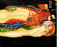 Afbeelding van Gustav Klimt - Wasserschlangen c90967 50x60cm imposantes Ölgemälde handgemalt