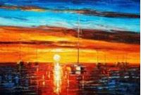 Εικόνα της Modern Art - Sonnenuntergang bei Sylt d90587 60x90cm exzellentes Ölgemälde