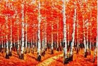 Εικόνα της Modern Art - Birkenhain im Herbst d90625 60x90cm exzellentes Ölbild handgemalt