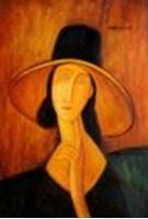 Immagine di Amedeo Modigliani - Jeanne Hebuterne mit Hut d90629 60x90cm handgemaltes Ölbild