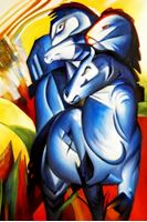 Afbeelding van Franz Marc - Turm der blauen Pferde d90650 60x90cm Expressionismus Ölgemälde handgemalt