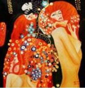 Afbeelding van Gustav Klimt - Wasserschlangen close up g90662 80x80cm imposantes Ölgemälde handgemalt