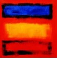 Resim Bauhaus - Blau auf Gelb auf Rot g90698 80x80cm modernes Ölgemälde