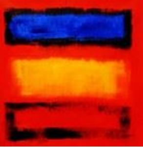 Afbeelding van Bauhaus - Blau auf Gelb auf Rot g90698 80x80cm modernes Ölgemälde
