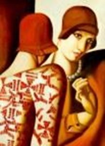Afbeelding van Homage to Tamara de Lempicka - Die Freundinnen i90714 80x110cm Ölbild handgemalt