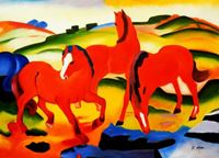 Afbeelding van Franz Marc - Weidende Pferde i90742 80x110cm Ölgemälde handgemalt