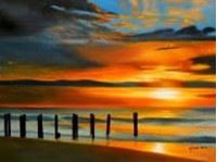 Εικόνα της Modern Art - Nordsee Sonnenuntergang i90745 80x110cm handgemaltes Ölbild