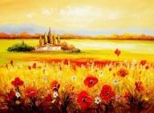 Εικόνα της Mohnfeld in der Toscana i90749 80x110cm exzellentes Ölgemälde handgemalt