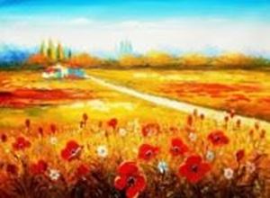 Picture of Mohnfeld in der Toscana i90752 80x110cm exzellentes Ölgemälde handgemalt