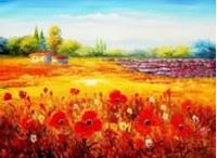 Εικόνα της Mohnfeld in der Toscana i90758 80x110cm exzellentes Ölgemälde handgemalt