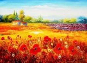 Εικόνα της Mohnfeld in der Toscana i90758 80x110cm exzellentes Ölgemälde handgemalt