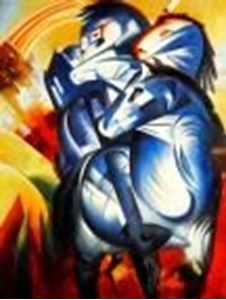Afbeelding van Franz Marc - Turm der blauen Pferde k90807 90x120cm Expressionismus Ölgemälde handgemalt
