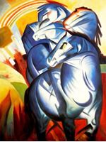 Afbeelding van Franz Marc - Turm der blauen Pferde k90808 90x120cm Expressionismus Ölgemälde handgemalt