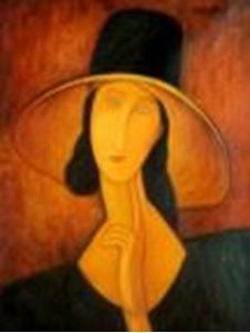 Resim Amedeo Modigliani - Jeanne Hebuterne mit Hut k90811 90x120cm handgemaltes Ölbild