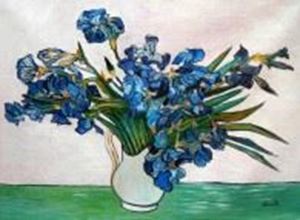 Image de Vincent van Gogh - Vase mit Iris k90812 90x120cm exzellentes Ölbild
