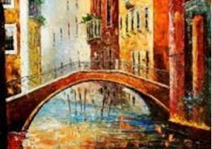 Εικόνα της Modern Art - Kanalansicht in Venedig k90813 90x120cm abstraktes Ölbild