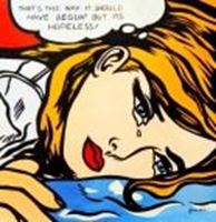 Afbeelding van Homage to Roy Lichtenstein - Hopeless Pop Art m90867 120x120cm exquisites Ölbild handgemalt