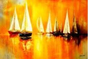 Εικόνα της Segelboote auf dem Gardasee p90907 120x180cm modernes Gemälde handgemalt