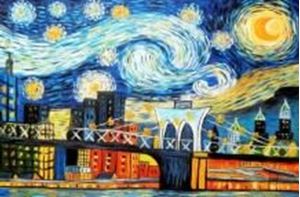 Afbeelding van Vincent van Gogh - Homage New Yorker Sternennacht p90927 120x180cm Ölgemälde handgemalt