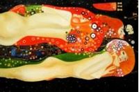 Afbeelding van Gustav Klimt - Wasserschlangen p90999 120x180cm imposantes Ölgemälde handgemalt