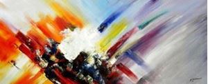 Picture of Abstrakt - Farbtektonik t90844 75x180cm abstraktes Ölgemälde