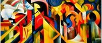 Afbeelding van Franz Marc - Stallungen t90846 75x180cm Expressionismus Ölgemälde handgemalt